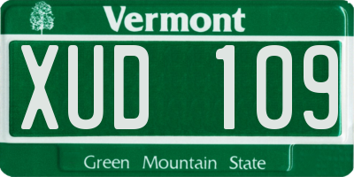 VT license plate XUD109