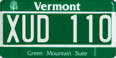 VT license plate XUD110