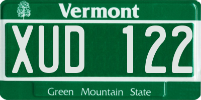 VT license plate XUD122