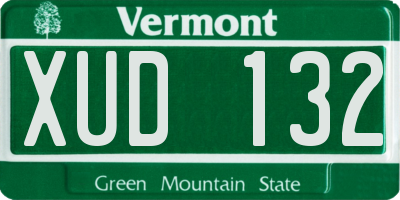 VT license plate XUD132