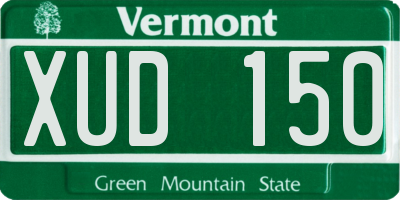VT license plate XUD150