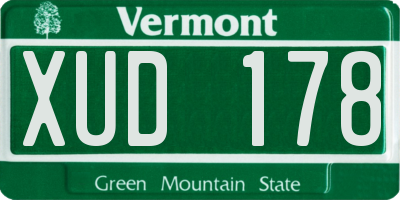 VT license plate XUD178