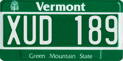 VT license plate XUD189