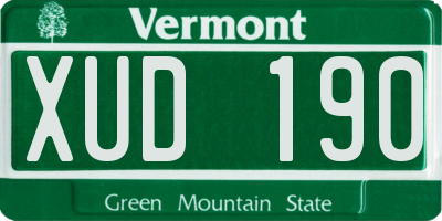 VT license plate XUD190