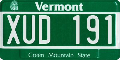 VT license plate XUD191