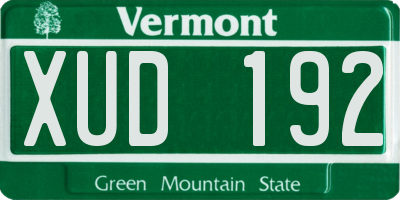 VT license plate XUD192