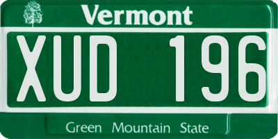 VT license plate XUD196