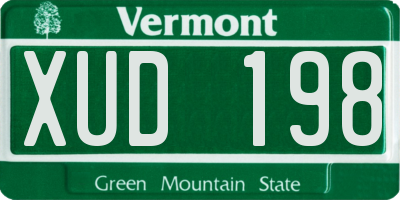 VT license plate XUD198
