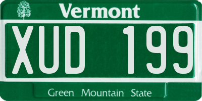 VT license plate XUD199