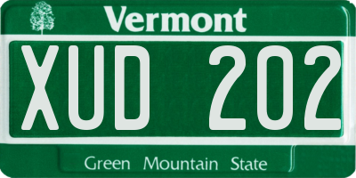 VT license plate XUD202