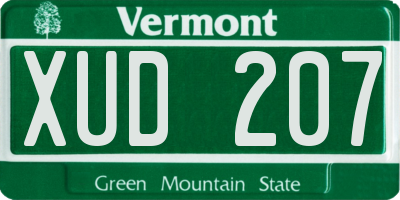 VT license plate XUD207