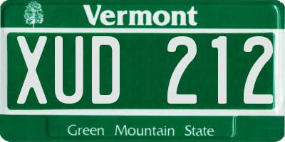 VT license plate XUD212