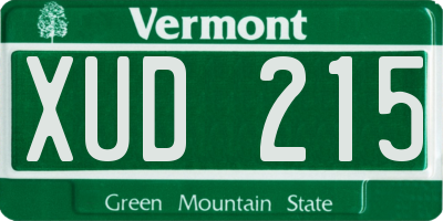 VT license plate XUD215