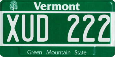 VT license plate XUD222