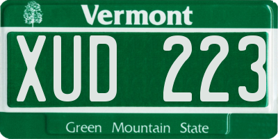 VT license plate XUD223