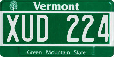 VT license plate XUD224