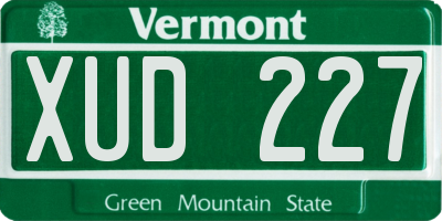 VT license plate XUD227