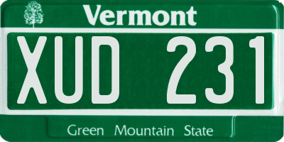 VT license plate XUD231