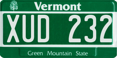 VT license plate XUD232