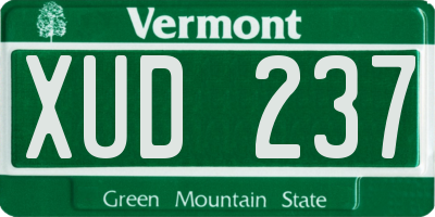 VT license plate XUD237