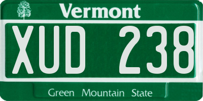 VT license plate XUD238