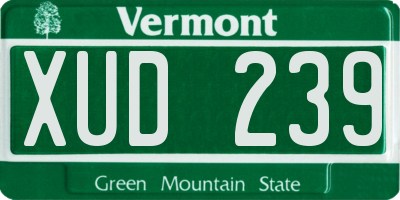VT license plate XUD239