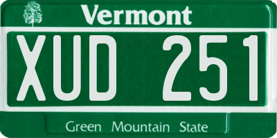VT license plate XUD251