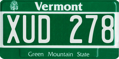 VT license plate XUD278