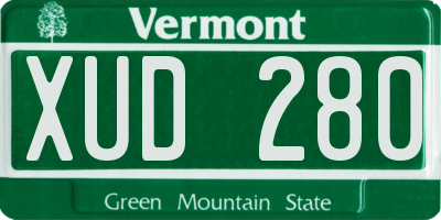 VT license plate XUD280