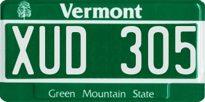 VT license plate XUD305