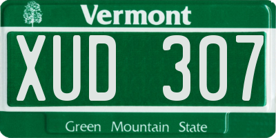 VT license plate XUD307