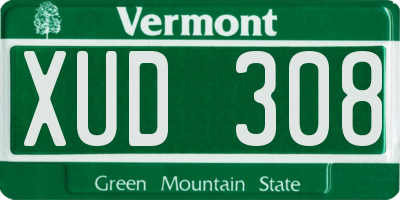 VT license plate XUD308