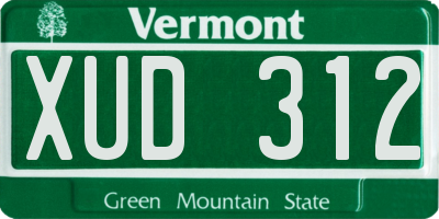 VT license plate XUD312