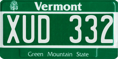 VT license plate XUD332