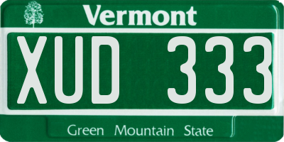 VT license plate XUD333