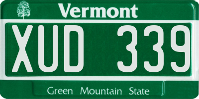 VT license plate XUD339