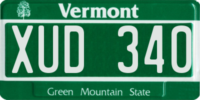 VT license plate XUD340