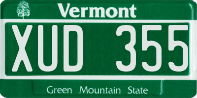 VT license plate XUD355