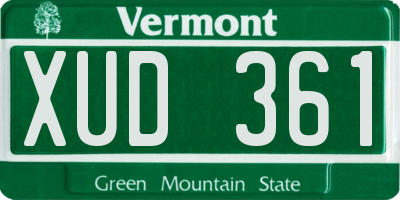VT license plate XUD361