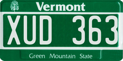 VT license plate XUD363