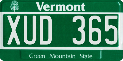 VT license plate XUD365