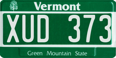 VT license plate XUD373