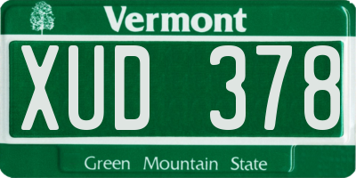 VT license plate XUD378