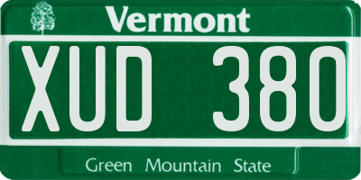 VT license plate XUD380