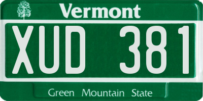 VT license plate XUD381