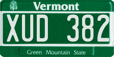 VT license plate XUD382