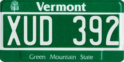 VT license plate XUD392