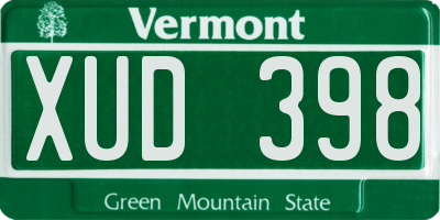 VT license plate XUD398