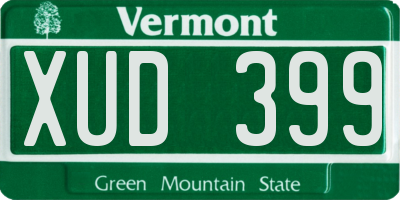 VT license plate XUD399