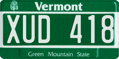 VT license plate XUD418